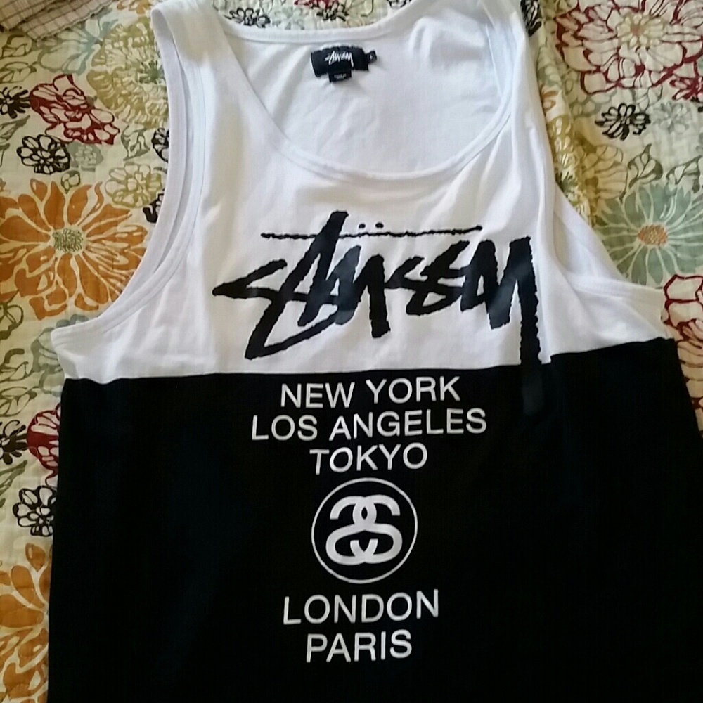 Stussy tank top white and black